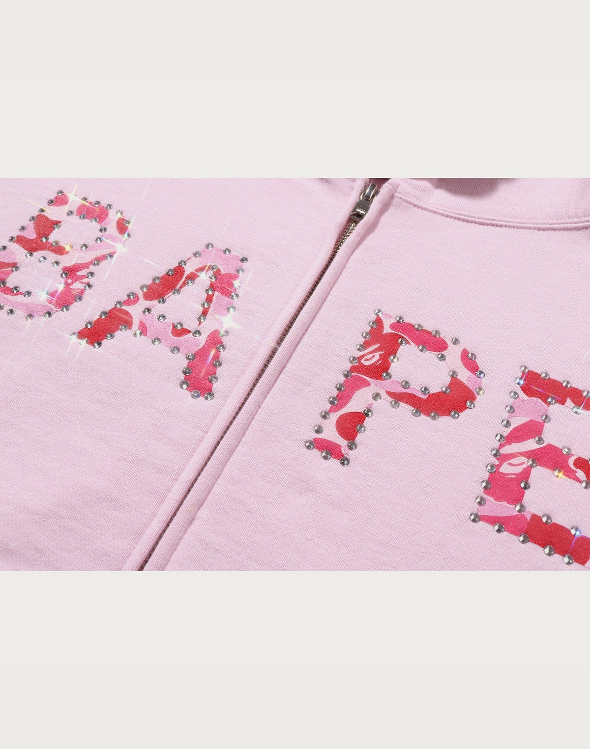 ABC CAMO CRYSTAL LOGO WIDE ZIP HOODIE LADIES