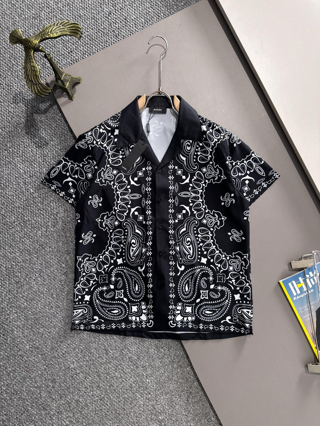 AMIRI Bandana Print Camp Collar Short‑Sleeve Shirt and Shorts Set