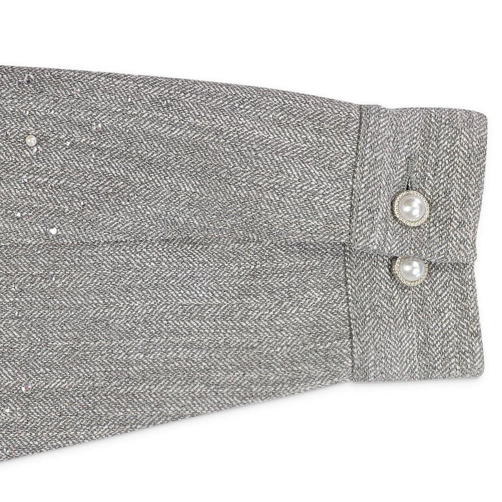 RHINESTONE ZIPPER LIGHT GREY WORK JACKET
