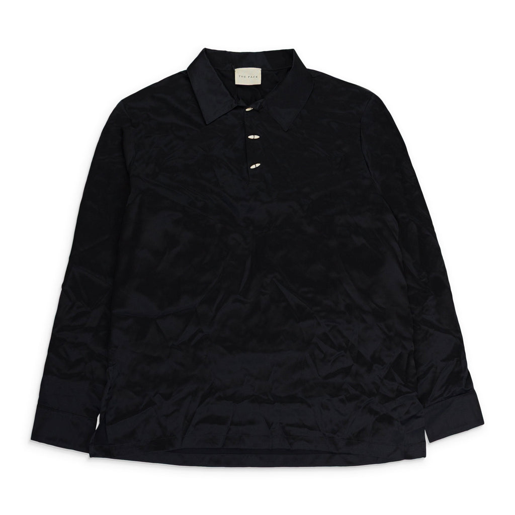 BLACK CHALE LONG SLEEVED SILK POLO