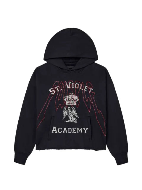 Purple Brand graphic-print raw-cut hoodie