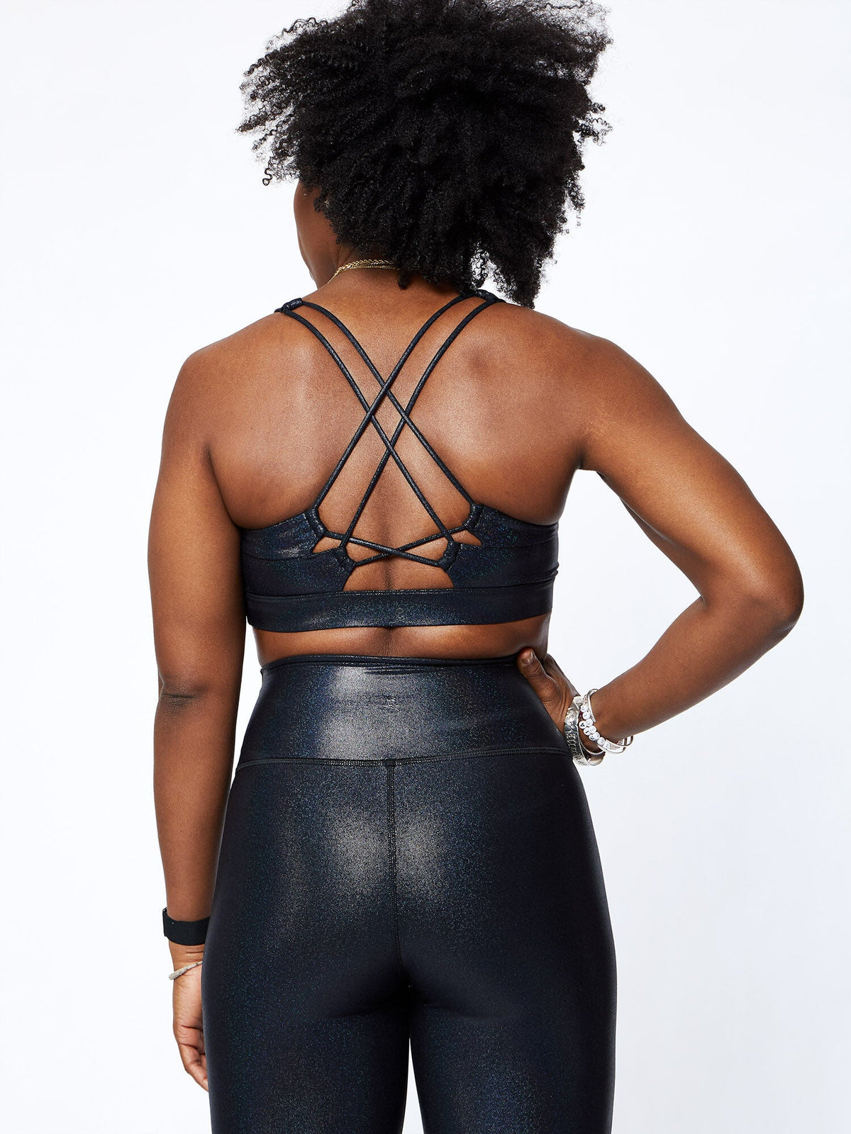 LOOPED X BACK BRA FOIL PRINT