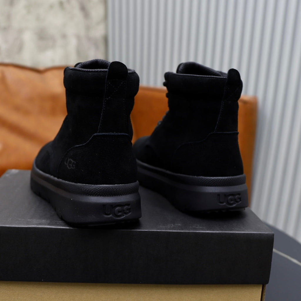 UGG Black Nubuck Lace-Up Winter Boots