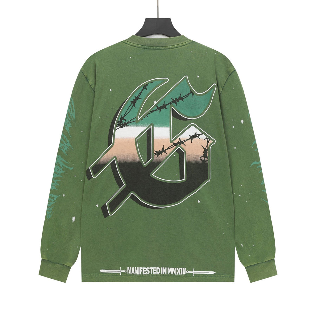 Godspeed Washed Olive Aircraft Graphic Long-Sleeve T-Shirt