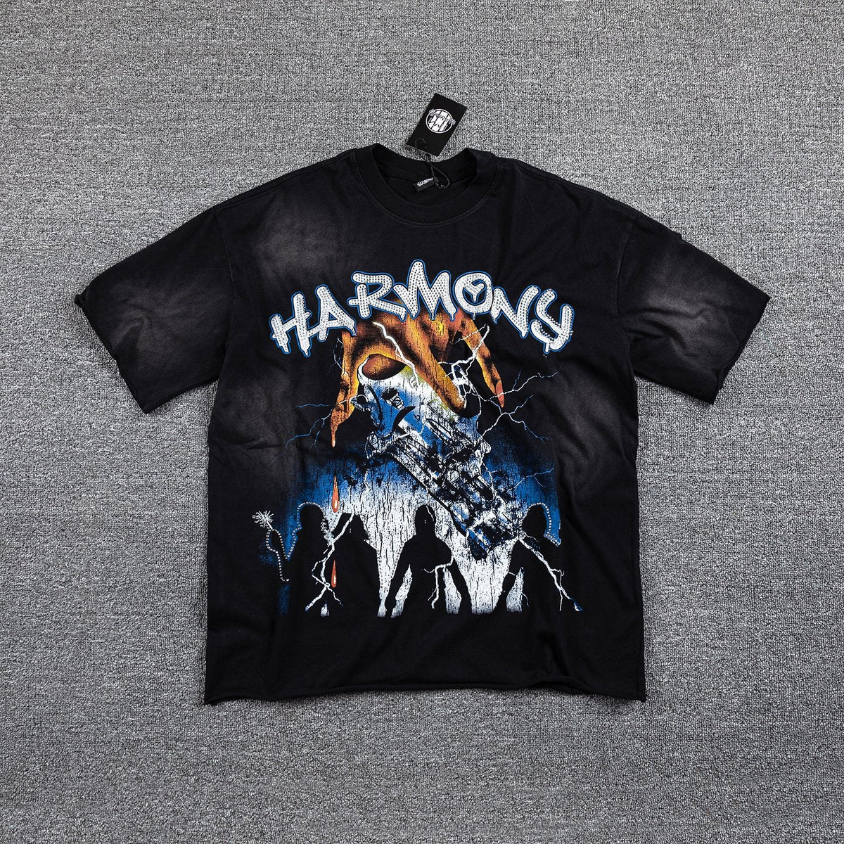 HARMONY Black Front & Back Graphic T-Shirt