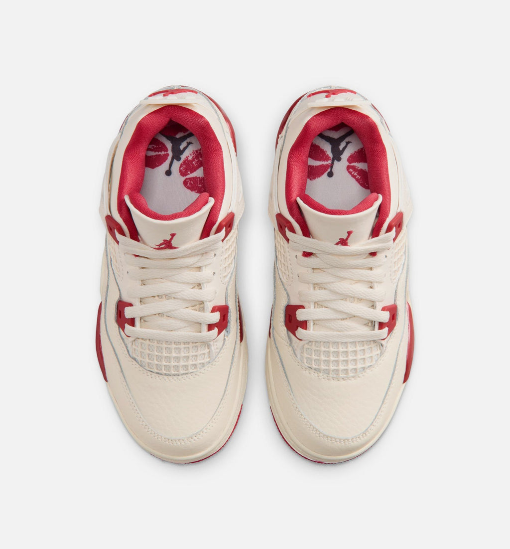 Air Jordan 4 Retro Valentine's Day Preschool Lifestyle Shoe – Pale Ivory/Sierra Red/Tough Red