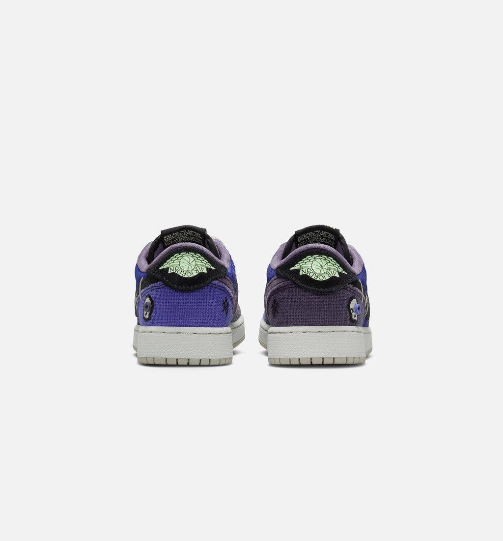 Air Jordan 1 Low OG – Grade School Lifestyle Shoe in Regency Purple/Vapor Green/Black/Dark Raisin