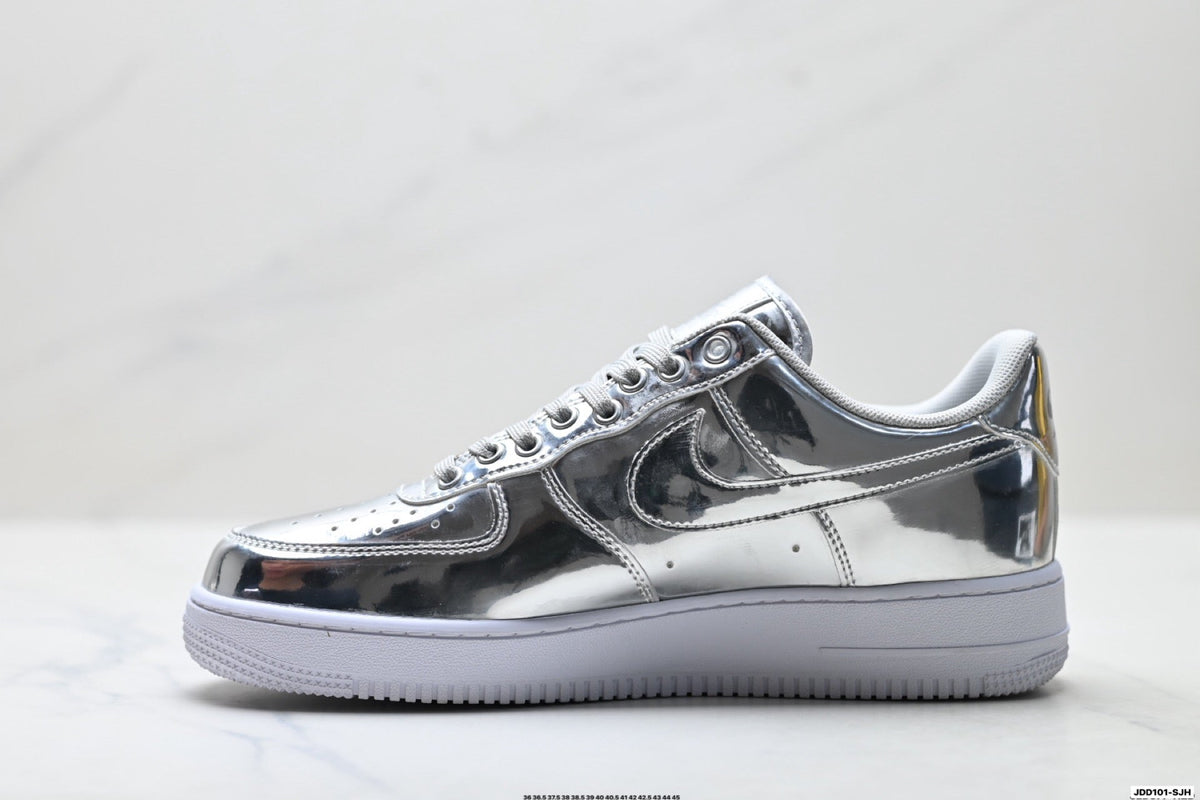 Nike Air Force 1 Low Metallic Silver Unisex Sneakers Style 16