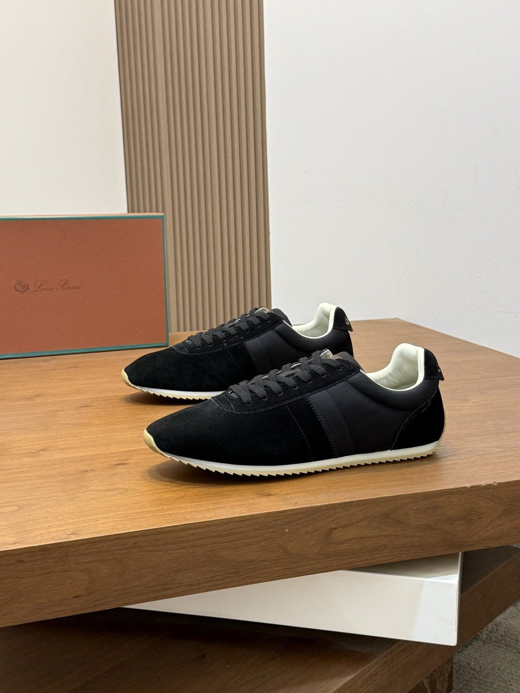 Loro Piana Black Suede Low-Top Sneakers