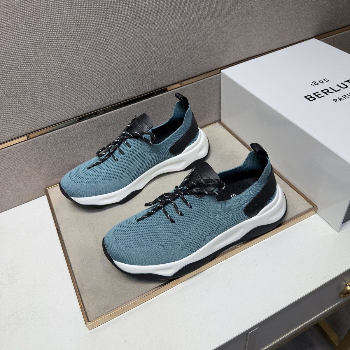 Berluti Dusty Blue Lace-Up Sneakers