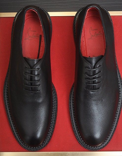 Christian Louboutin Black Red-Sole Lace-Up Dress Shoes