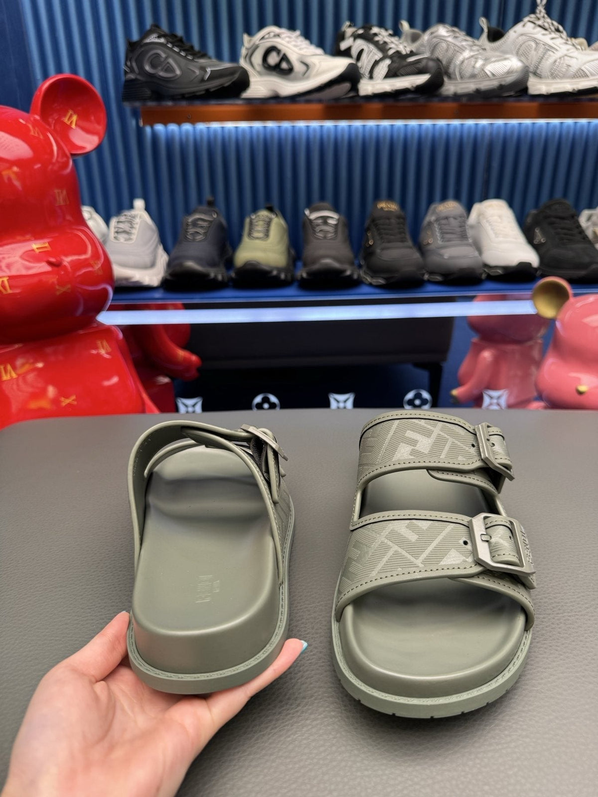 Fendi Two-Buckle Slide Sandals