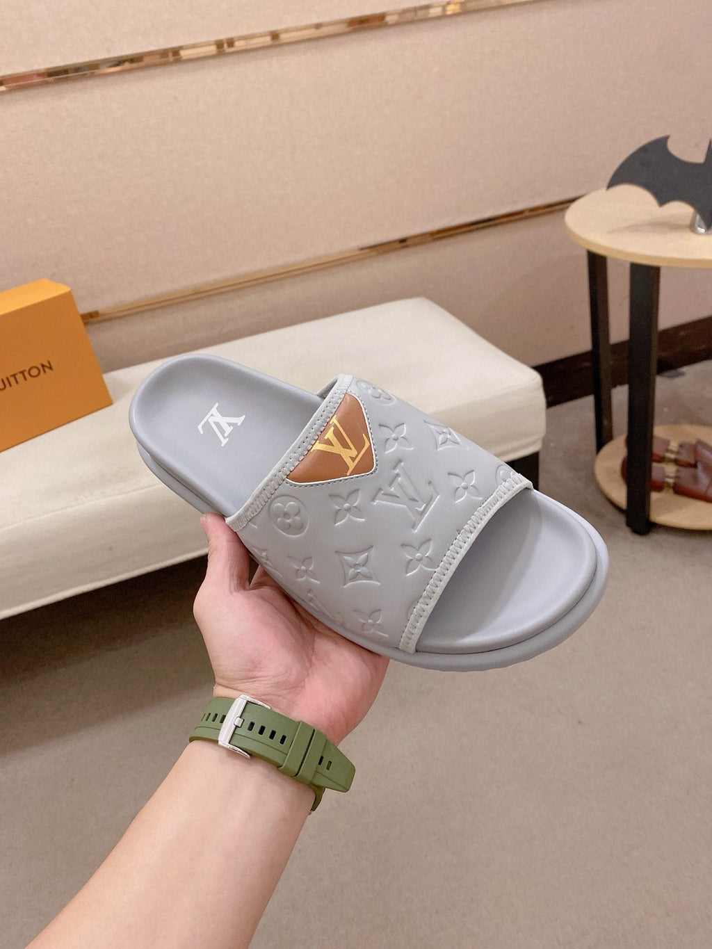 Louis Vuitton Embossed Men's Slide Sandals - Molded Sole