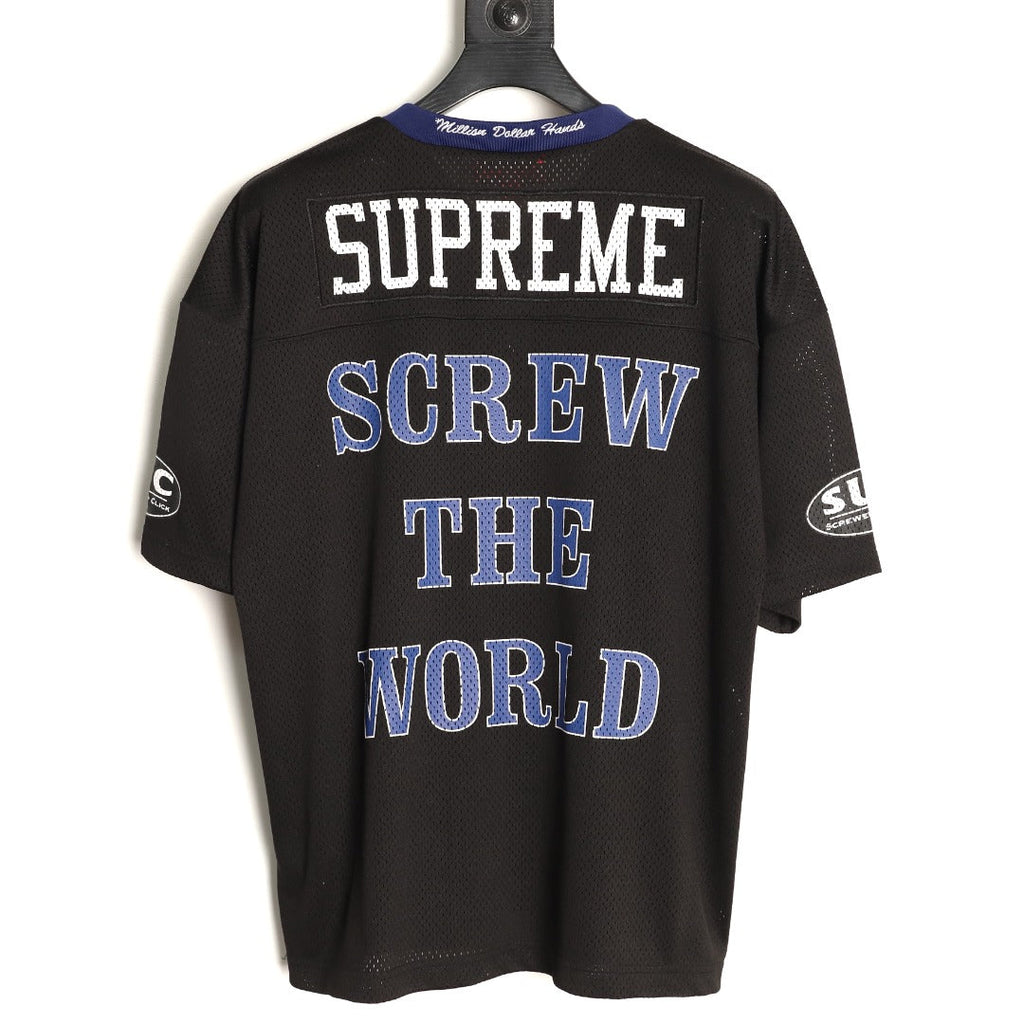Supreme DJ Screw Graphic V-Neck Football-Style Jersey - Black